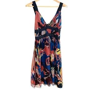 🍀 French Connection Sz 6 Multicolored Viscose Sheer Gauze Cocktail Dress